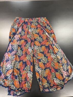 Time and Tru Wide Leg Pants Leaf Print XXL